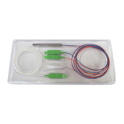 Conector de acero del Sc del divisor 1x2 1650nm de la fibra óptica de Gpon del tubo