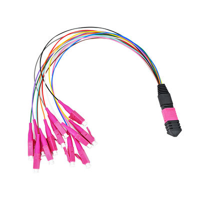 el cable del remiendo de la fibra de 0.9m m Mtp Mpo aviva hacia fuera el cordón de remiendo de la fibra de Mpo